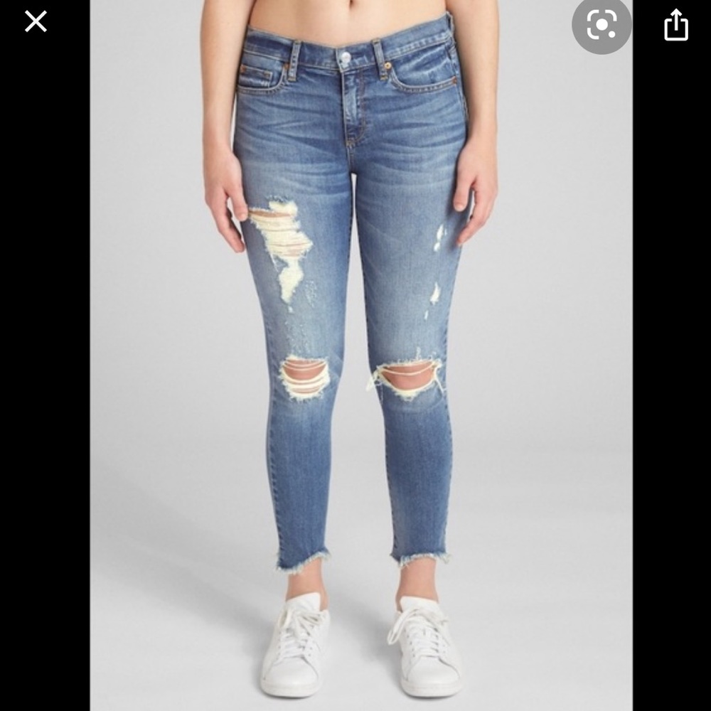 GAP Mid Rise True Skinny Jean with Destruction